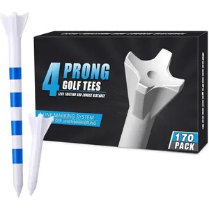 170 Pack Golf Tees 50 Iron Tees with 120 Driver Tees, Pro 4 Line Marking System Plastic Golf Tees, 4-Prong Engineered to Reduce Friction &  Distance