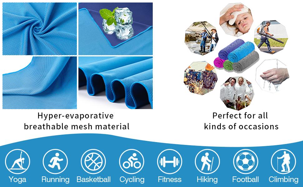 Set Of 4 Cooling Towels Measuring 40X12 Inches Made Of Soft Breathable Microfiber Ideal For Yoga, Running, Workouts, Gym, Camping, And Various Outdoor Activities