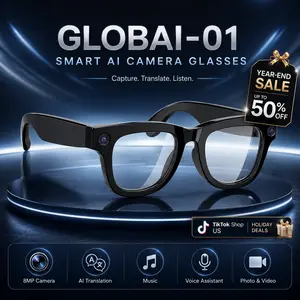 Upgraded AI Smart Glasses with Camera, 8MP HD Bluetooth Camera Glasses, Larger Battery, Metal Hinge Frame, Hands-Free POV Video Recording, AI Assistant, Translation, Open Ear Audio, Photochromic Lens, 160+ Languages Real-Time Translation