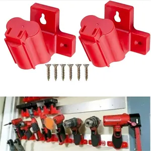 Milwaukee M12 12V Lithium-Ion Tool Rack, Tool Organizer, 2-Piece Plastic Electric Tool Holder with Screws, Wall-Mounted Design, Durable Structure, Compact Storage