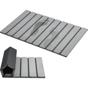 Foldable Stone Bath Mat, Diatomaceous Earth Quick Dry Non-Slip Super Absorbent Bathroom Mat