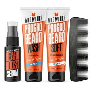 Beard Care Kit, Biotin Fortified Shampoo & Conditioner with Caffeine, 2 4-Oz Bottles, Promotes Healthy Beard Growth & Boost Serum Hair Care Comfort