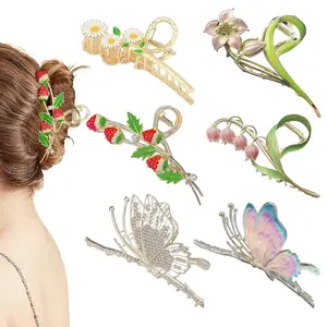 6 Pcs Hair Claw Clips for Women,Large Strong Metal Butterfly Hair Clips Set,Flower Hair Clips for Women Thick Hair,Christmas Party Gifts,Hand Tools Kits