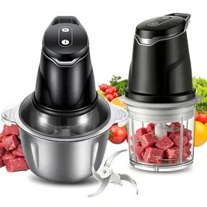 2-Speed Dual Cup Electric Food Chopper, 2L & 0.7L Stainless Steel Blender & Meat Grinder, Multifunctional Small Home Kitchen Appliance