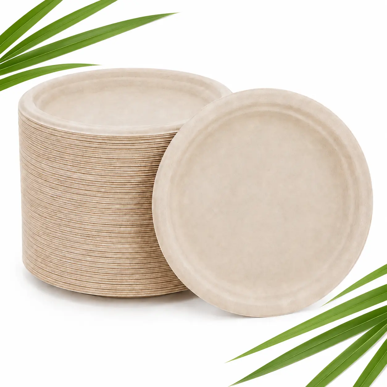 6in/10in 125/200/500pc Disposable Round Paper Plates & Cutlery Sets｜Toxin-Free, Plastic-Free,Rustic Snack Plate,Dinner Plates,Dessert Plates,for Luxury Party Reusable Birthday Thick Sturdy Family Peace