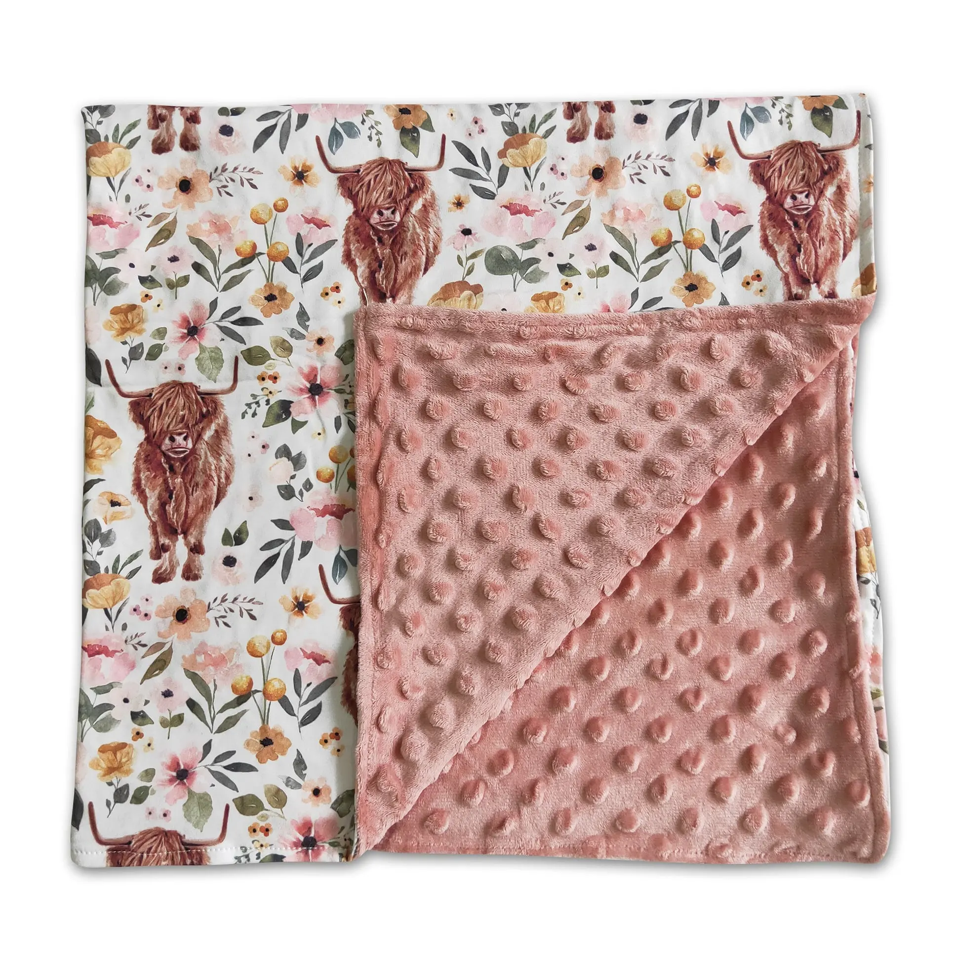 Cute Highland Cow Baby Blanket for Girls, Soft Pink Western Cowgirl Swaddle, Nursery Bedding Gift for Infants, 29x43 in, Cute Blanket, Soft Warm Blanket
