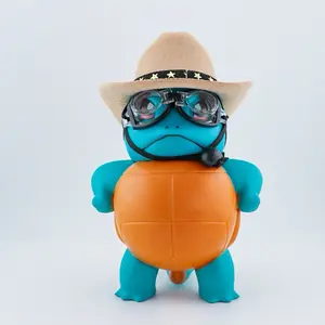 Cross-Cowboy Turtle Dressing Cosplay Luo Machine Pet Model - Creative Desktop Ornaments & Car Decorations - Innovative Birthday Gift for Boyfriend 15 cm
