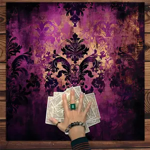 1pc Purple Damask Table Cover Gothic Victorian Decor and Dark Elegant Room Decoration, Reusable Fabric Tablecloth for Gothic Parties and Occult Home Use