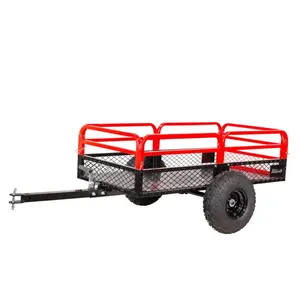 XtremepowerUS Heavy Duty Wagon 4-Wheel Trolley, 1500 lbs Load Capacity Outdoor Tow-Behind Pull Trailer with Large Wheels Trolley for ATV-UTV, Mowers, Easy Towing & Enhanced Maneuverability, Four-Wheel Trollies