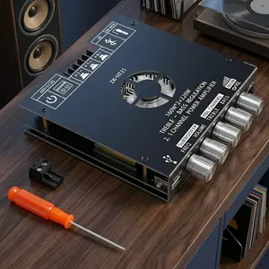 ZK-HT21 2.1 Channel Bluetooth 5.0 Amplifier Module, TDA7498E Chip, 160W+220W High Power, AUX/USB Input, Bass Treble Knob Control, Subwoofer Compatible, DC 15-36V for Home Theater & Party Audio Upgrade