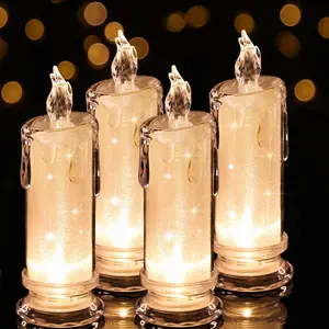 LED Candle Light, 4 Counts Battery Powered Flameless Candle Light, Decorative Candle Light for Home Party Wedding, Home Decor, Decorative Lamp, Decorative Lights