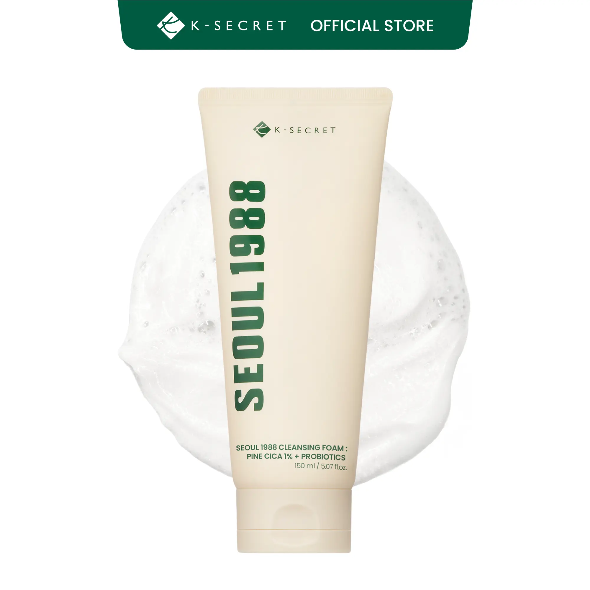[KSECRET Official] SEOUL 1988 Cica Cleansing Foam – Deep Pore Cleansing & Soothing Care | Daily Facial Cleanser for Sensitive Skin | Korean Skincare