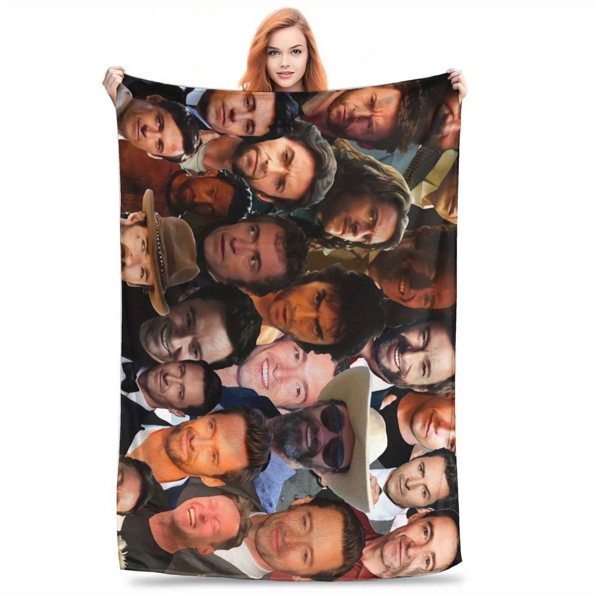Hugh Jackman Collage Pattern Soft Flannel Blanket - Machine Washable, Ideal for Home Decoration, Perfect as a Gift, Machine Wash