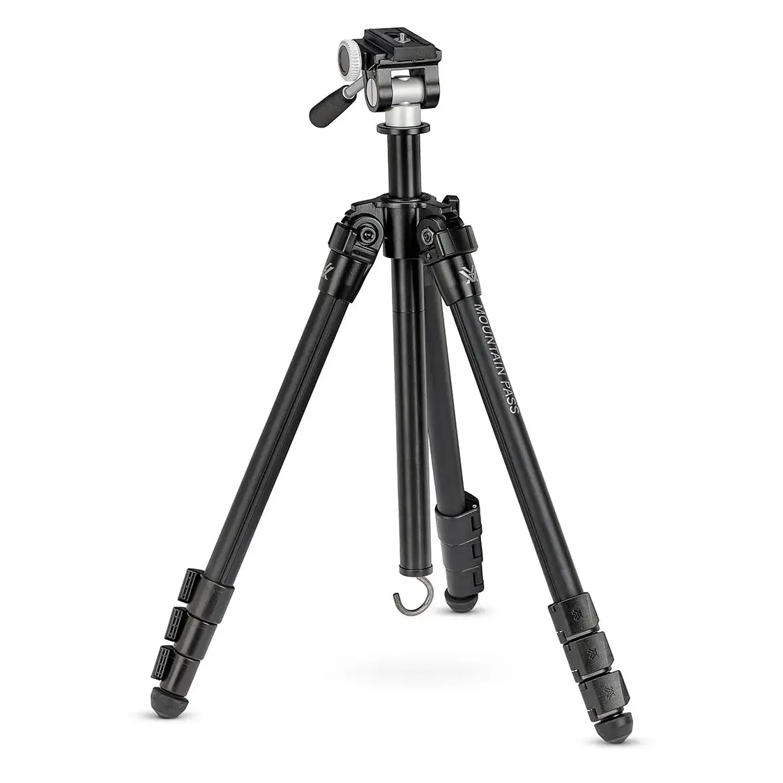 Vortex Optics Mountain Pass Lightweight Aluminum Tripod Kit (TR-MTP) with Pan Head, 3-Angle Leg Pivot Locks, 4 Leg Sections, Flip Lever Locks, Arca-Swiss Interface, 22 lbs. Max Load, Binoculars & Camera Compatible, Rubber Feet for Landscape Photography, 3