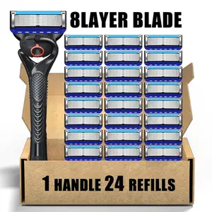 Men's razor, 24 replacement razor blades, men's sharp razor/blades, 1 handle, prevents skin irritation, men's grooming products, Razors Set