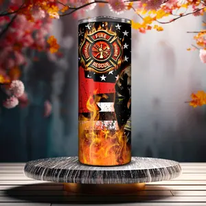 Fire and Rescue tumbler with Straw Drinkware Metal
