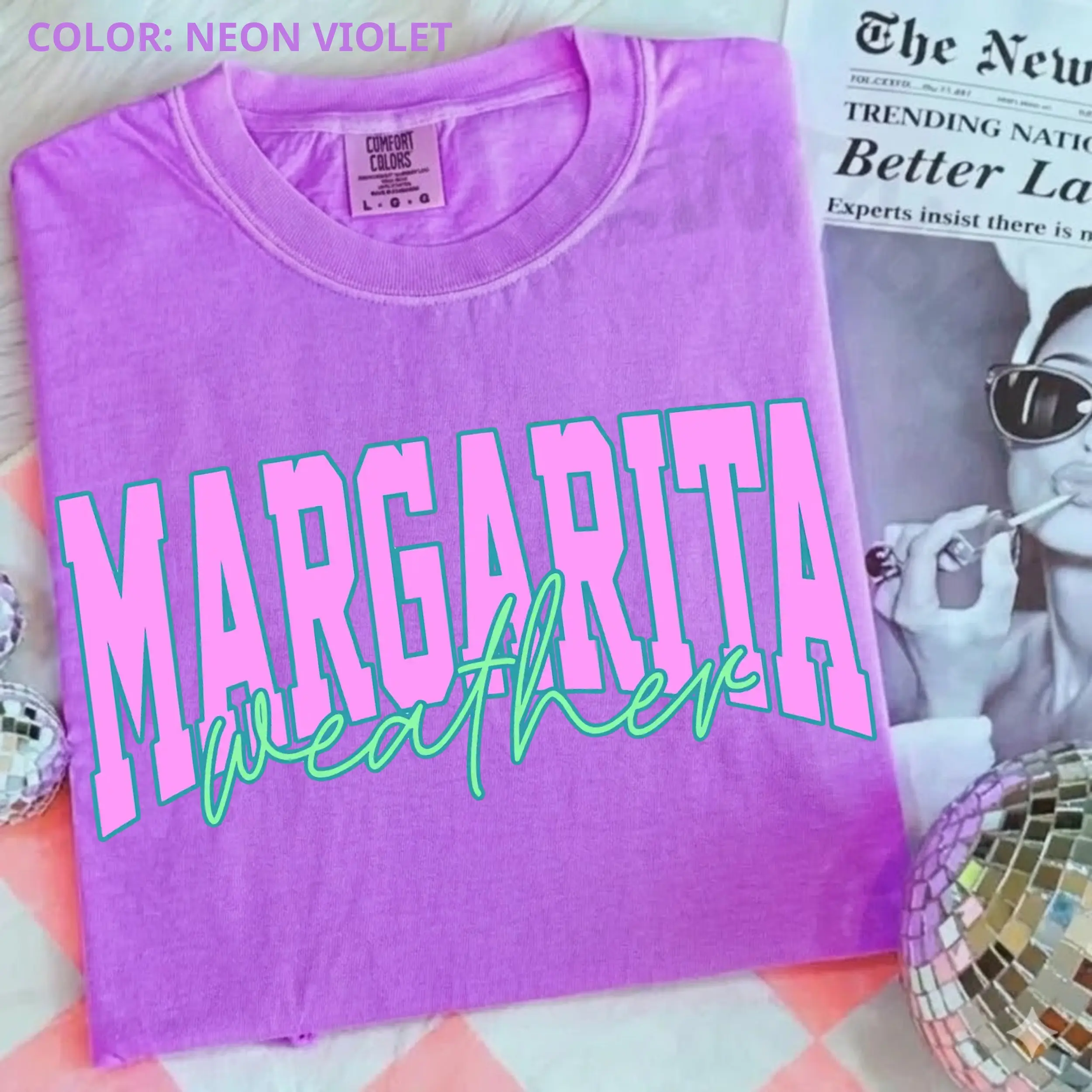Comfort Colors Margarita Weather Distressed T-shirt, Trendy Summer Tee, Aesthetic Beach Vacation Shirt, Funny Summer Graphic Tee for Women