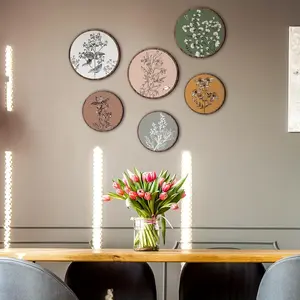 Bohemian Style Artistic Wooden Wall Art Set, Vintage Floral Print Wall Decor, Minimalist Cottage Decor for Home Living Room Bedroom Office, Ornaments