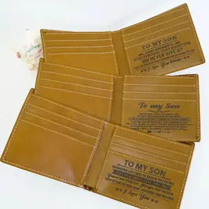 To My Son Engraved Leather Wallet from Dad – Bifold Wallet Gift for Son, Graduation Birthday Father’s Day Meaningful Gift