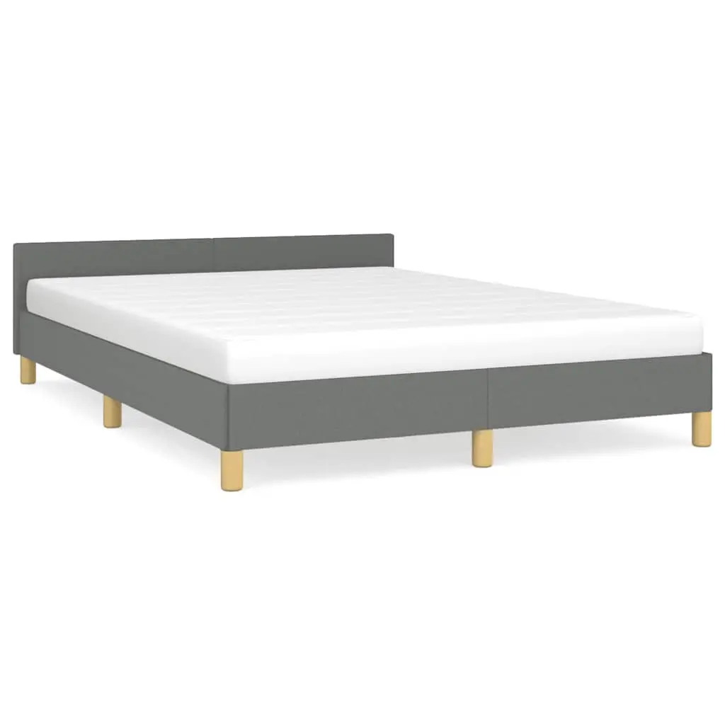vidaXL Fabric Bed Frame Platform Bed, Scandinavian Style/Slats Support/No Box Spring Needed/Without Mattress/Easy Assembly, Dark Gray Queen Bed 347457