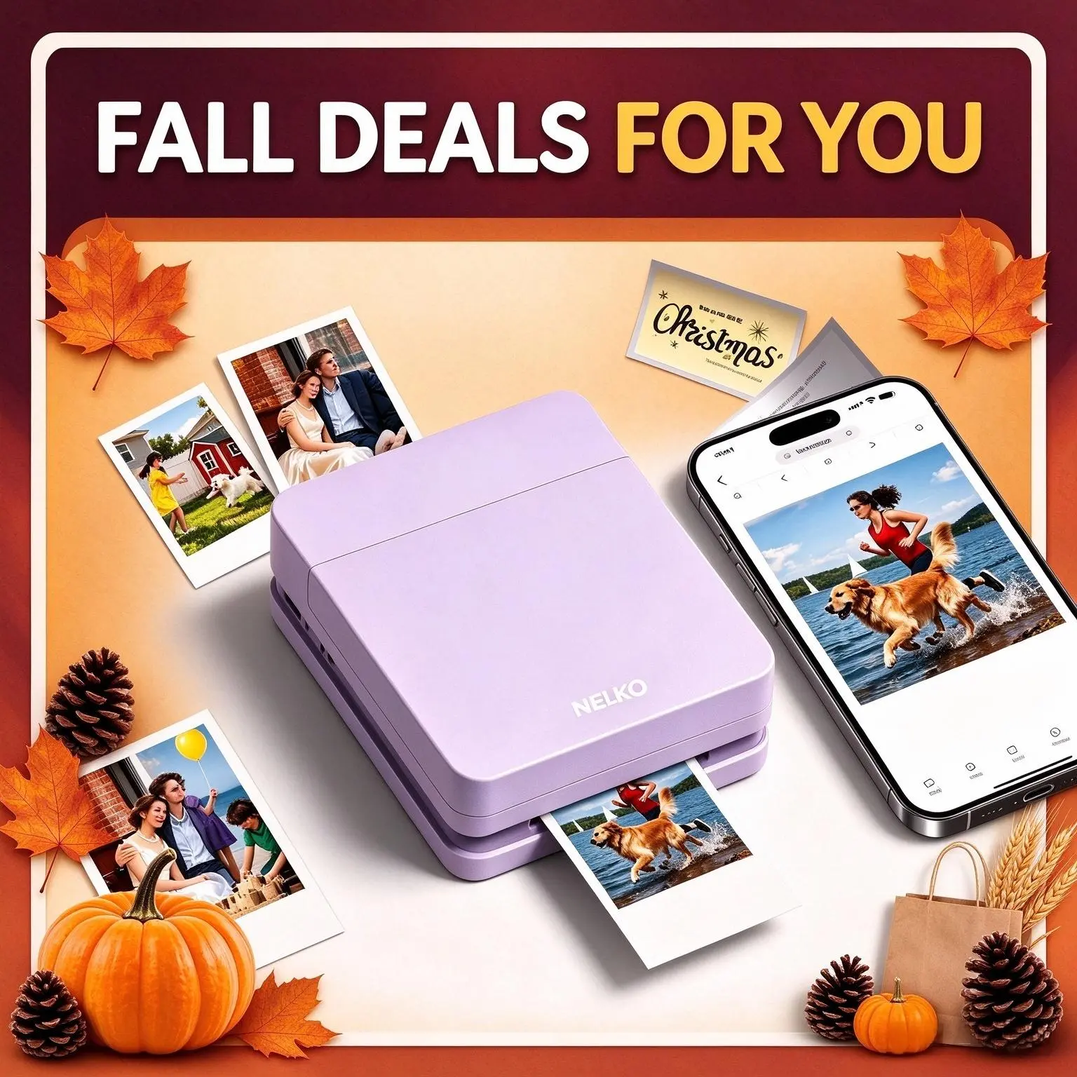 Nelko Pocket PP01 Series Instant Inkjet Mini Color Printer – Back to School Haul Essential, Portable Bluetooth, USB Rechargeable, Sticky-Back/Glossy Photo Paper Support, Fun Editing App, for Students, Party Favors
