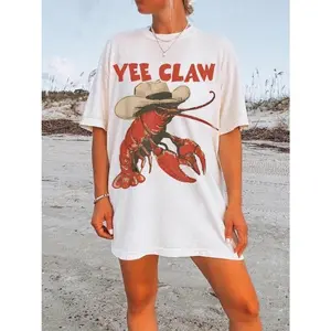 Lobster Cowboy Shirt UNISEX Comfort Colors® Trendy Yee Claw Tee Funny Lobster Tshirt Western Beach Top Amalfi Coast Trip Tomato Girl Summer