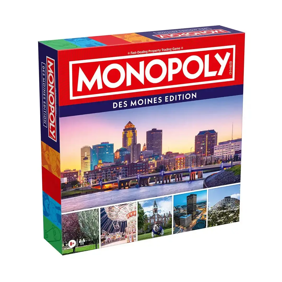 Hasbro Monopoly Des Moines, IA Edition - Tabletop Strategy Board Game for Family Group Play, Tabletop Games, Family Game