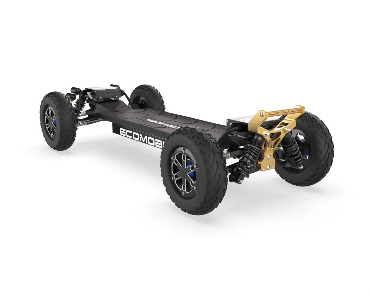 Ecomob M24 PRO Performance Off-Road Electric Skateboard with 4WD Setup, 3800W Motor, 12S5P Configuration, 40T Gear, Real Suspension, 9-Layer Maple Deck for Off-Roading Rugged Terrains, Regenerative Brakes, 114*52*28 Cm