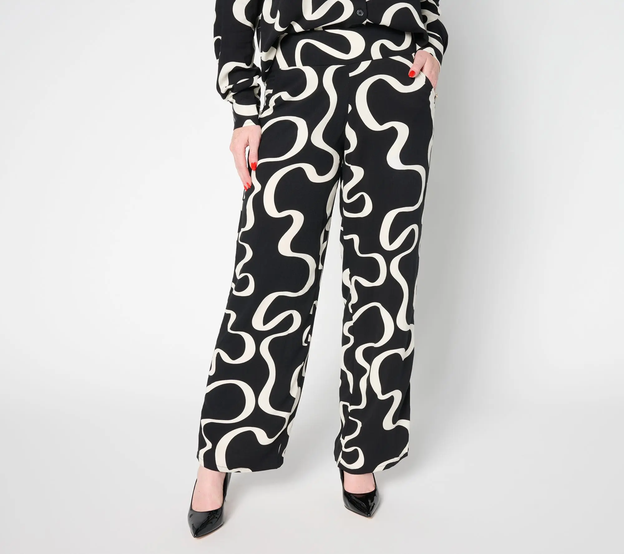QVC Women's Petite Relaxed Pants - Womenswear, Flat Bottom, Straight Leg, Rayon Fabric, Print or Solid Design
