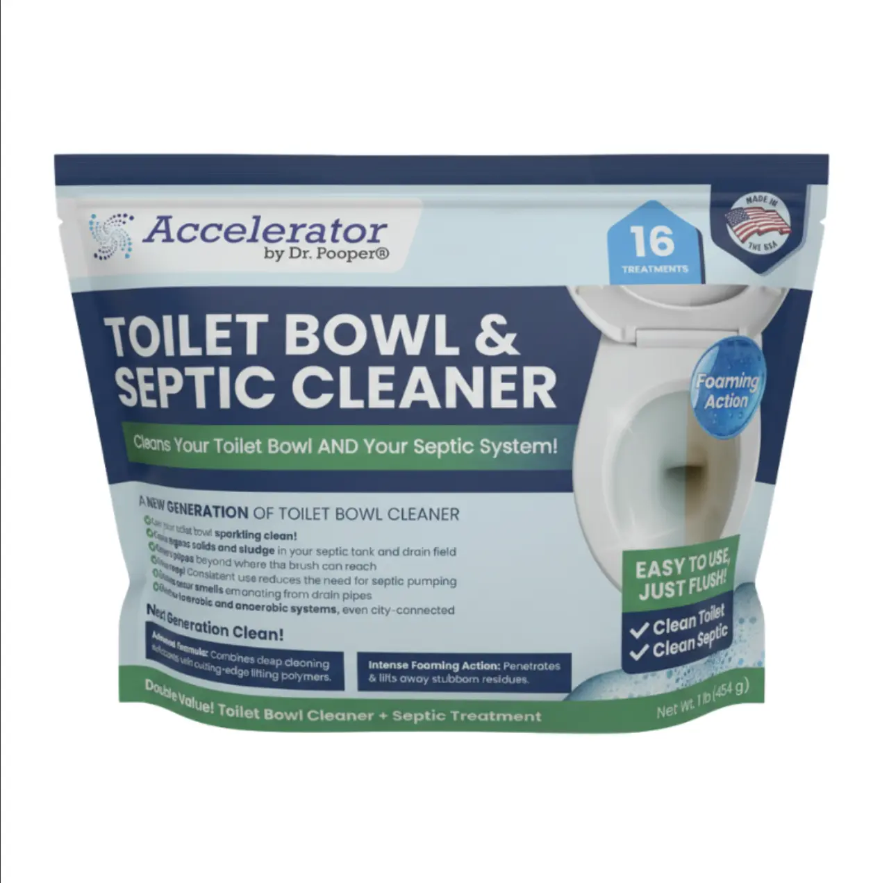Dr. Pooper Accelerator by 2-in-1 Toilet Bowl & Septic Cleaner - Effective Cleaning Solution for Healthier Toilets, Safer Home & Prevents Septic Issues