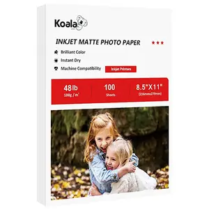 Koala Matte Coated Photo Paper – 48lb(180gsm), 100 Sheets for Inkjet Printers, Perfect for DIY Chip Bags & Cake Toppers