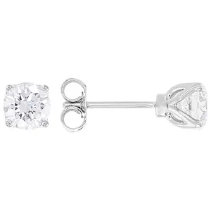 JTV Certified White Lab-Grown Diamond G SI2 10K WG Tulip Setting Solitaire Stud Earrings 1.50ctw