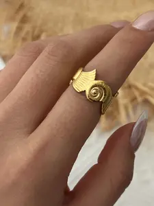 Vintage Bohemian Unique Style Summer Beach Vacation Ocean Scallop Shell Stainless Steel Ring, Fashion Jewelry for Women