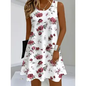 Women's Vest-Style Night Gown, Summer Thin High-End Cute Cartoon Ruffled Sleeveless Round Neck Floral Camisole Lady Clothes, Nightwear Pajamas & Loungewear