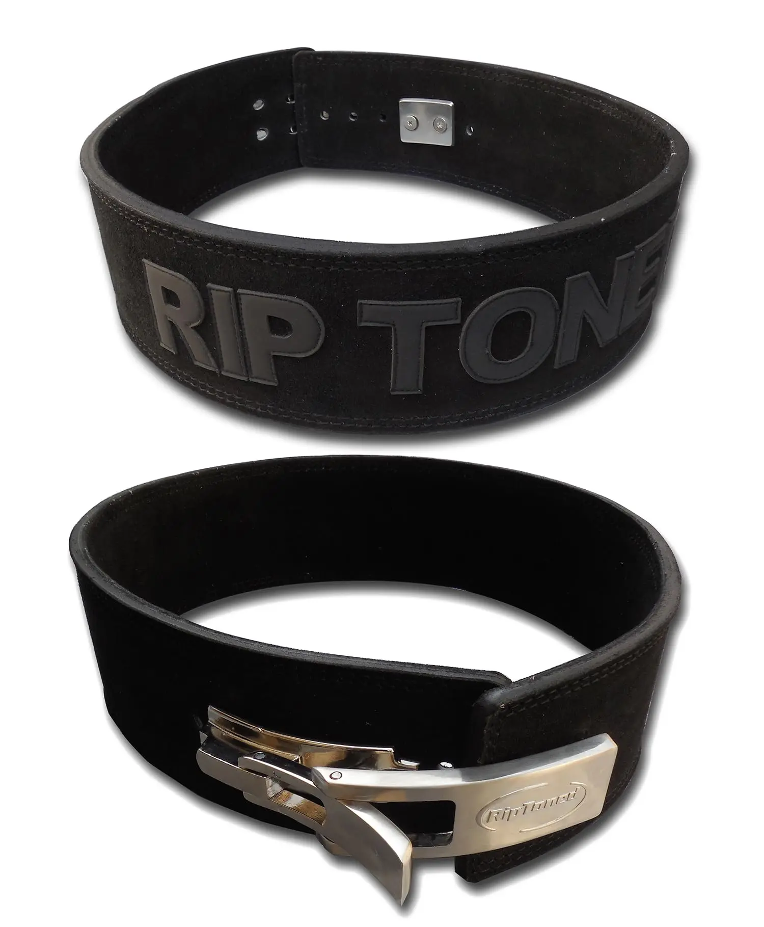 Weight Lifting Belt by Rip Toned - 10mm 4-Inch Leather Lever Belt - Bonus Lifting Straps for Men & Women - Back Support for Weightlifting, Powerlifting, Bodybuilding (Black, XXXL)