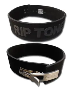 Weight Lifting Belt by Rip Toned - 10mm 4-Inch Leather Lever Belt - Bonus Lifting Straps for Men & Women - Back Support for Weightlifting, Powerlifting, Bodybuilding (Black, XXXL)