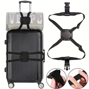 Black Adjustable Luggage Bag Suitcase Adjustable Strap Travel Essentials Travel Accessories Strap