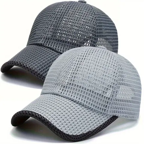 Men's 2-Pack Adjustable Fitted Snapback Trucker Hats - Breathable Cotton Mesh, Lightweight Stylish Unisex UV Protection Outdoor Sports Accessory