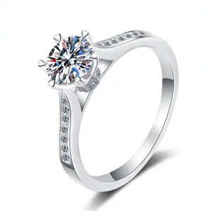 STUNNA LADY Promise Moissanite Engagement Proposal Ring 1 CT Round Cut  Moissanite 6-Prong Unique Anniversary Ring Promise Ring, Gifts for Women with Certificate of Authenticity and Gift Box
