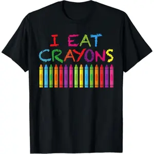 Funny  Crayons Clothing For Artists - I Eat Crayons T-Shirt,Made in USA