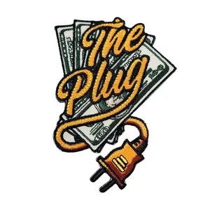 Patch Party Club,  1-pc, "The Plug" Jacket Patch, Iron-on Embroidered Patch, Patches for Men, Size 3.75", Varsity Jacket, Hat Patch, DIY Applique