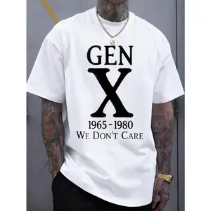 Men's Cool Casual Graphic Tees Funny T-Shirts Black White Options Oversized Crewneck Cotton Summer Top Short Sleeve Gen X 1965 1980 We Dont Care Humorous Graphic T-Shirts