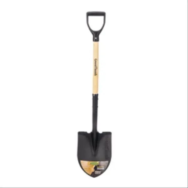 Great States Round Point Garden Shovel, Green Thumb Model 109589, Stable Wood D-Handle, 3.75 lbs