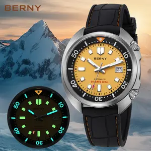 BERNY Automatic Watch for Men - 200M Waterproof Dive Watch, Men's Analog Mechanical Wristwatch with Super Luminous Sapphire Crystal, 316L Stainless Steel, Date Calendar, Reloj de Hombre, Father's Day Gift, Summervibes