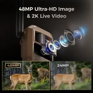 [Summervibes]4G Solar Trail Camera No WiFi Needed, 2K Live View Wildlife Scouting Camera with 365-Day Battery, Pre-Activated SIM for Verizon T-Mobile AT&T, IP66 Waterproof for Hunting Farm Cabin Security, Data Refill Required summerwins