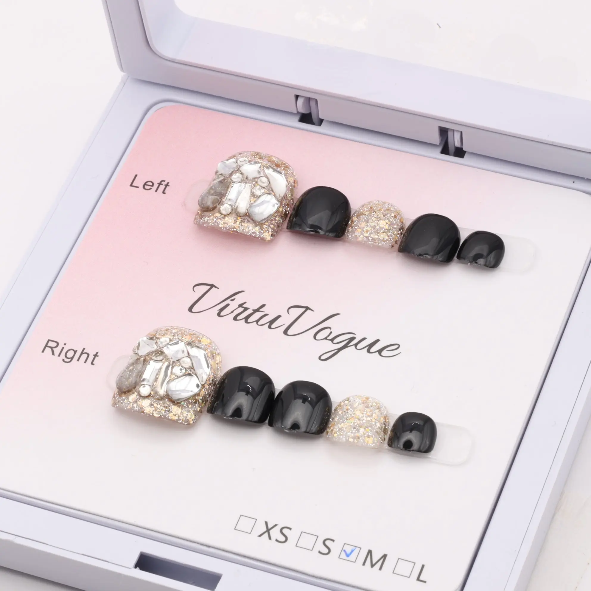 Midnight Glam | Foot Nails; Handmade Press On Nails