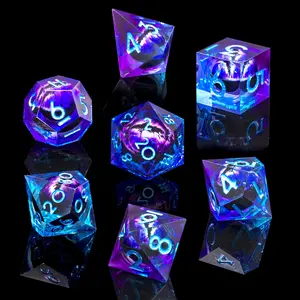 Dragon Eye Dice Set, 7 Counts/set Liquid Core Resin Dice with Gift Box, Tabletop Role-playing Games for Adults & Teens, Ideal Birthday Gift