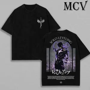 [COLLECTION] Best Solo Leveling Shirt Statue of God - Sung Jin Woo Shirt - Solo Leveling Anime Double Printed Oversize Lightweight Acid Washed Tee