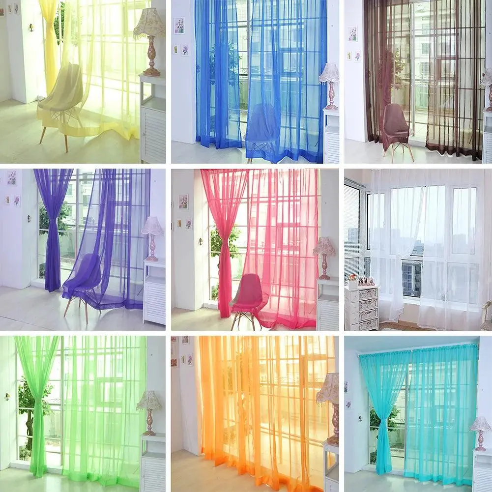 Modern Sheer Curtain Panel Solid Color Tulle Drapes for Windows 39"x78" Perfect for Living Room Kitchen Bedroom Interior Decoration Accessories Voile Fabric Lightweight Soft Filter Natural Light