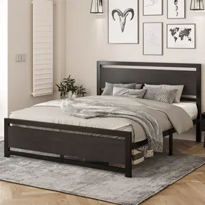 MUTICOR Full/Queen Platform Bed Frame with Headboard, Heavy-Duty Metal Bed Frame with Strong Metal Slats Support【Frame Only No Mattress】,No Box Spring Needed, Large Under Bed Storage#TikTokShopBlackFriday #ChristmasGifts